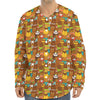 Colorful Cartoon Baby Bear Pattern Print Long Sleeve Baseball Jersey