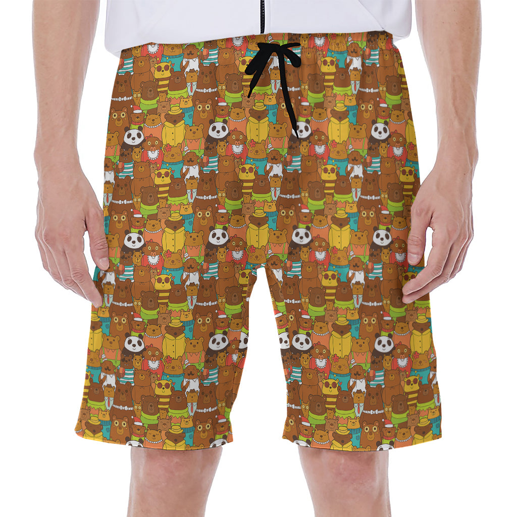 Colorful Cartoon Baby Bear Pattern Print Men's Beach Shorts