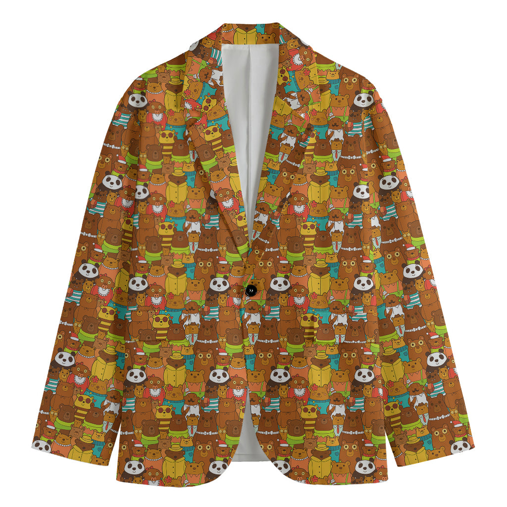 Colorful Cartoon Baby Bear Pattern Print Men's Blazer