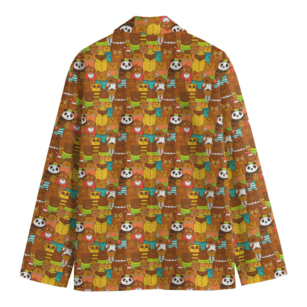 Colorful Cartoon Baby Bear Pattern Print Men's Blazer