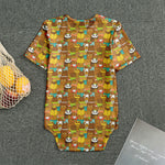 Colorful Cartoon Baby Bear Pattern Print Men's Bodysuit