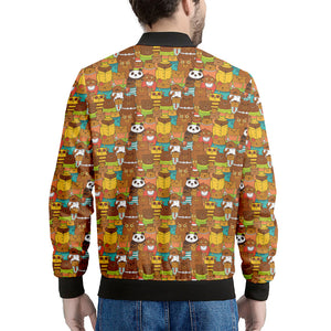 Colorful Cartoon Baby Bear Pattern Print Men's Bomber Jacket