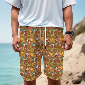 Colorful Cartoon Baby Bear Pattern Print Men's Cargo Shorts