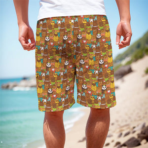 Colorful Cartoon Baby Bear Pattern Print Men's Cargo Shorts