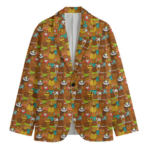 Colorful Cartoon Baby Bear Pattern Print Men's Cotton Blazer