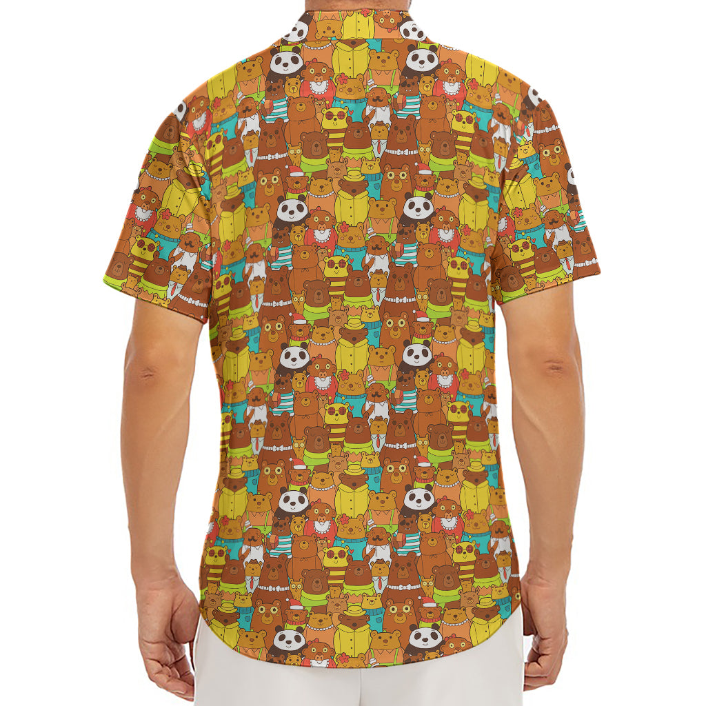 Colorful Cartoon Baby Bear Pattern Print Men's Deep V-Neck Shirt