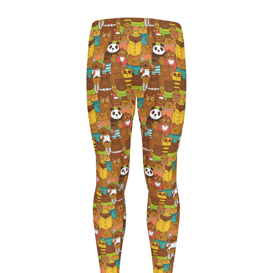 Colorful Cartoon Baby Bear Pattern Print Men's leggings
