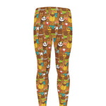 Colorful Cartoon Baby Bear Pattern Print Men's leggings