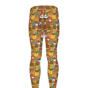 Colorful Cartoon Baby Bear Pattern Print Men's leggings
