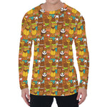 Colorful Cartoon Baby Bear Pattern Print Men's Long Sleeve T-Shirt