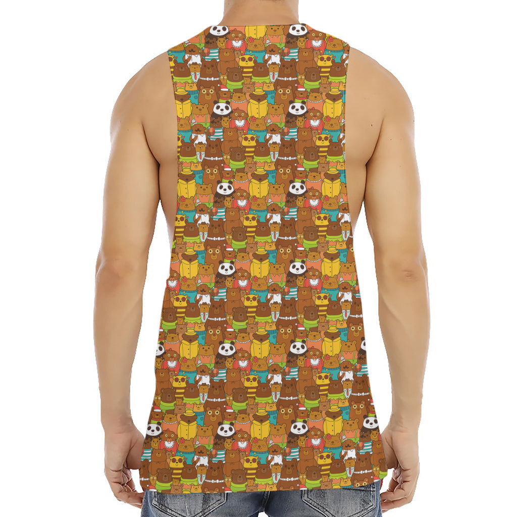 Colorful Cartoon Baby Bear Pattern Print Men's Muscle Tank Top