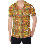 Colorful Cartoon Baby Bear Pattern Print Men's Shirt