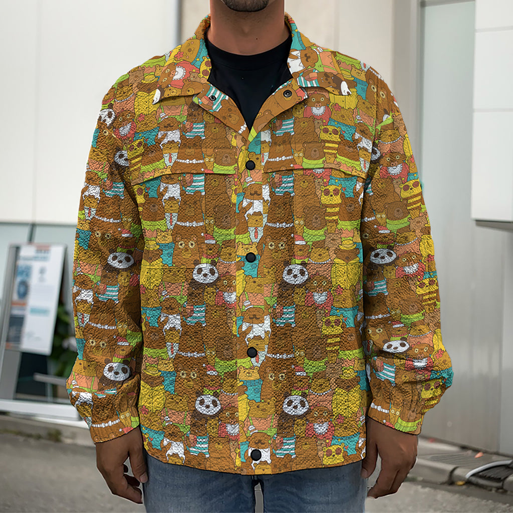 Colorful Cartoon Baby Bear Pattern Print Men's Shirt Jacket