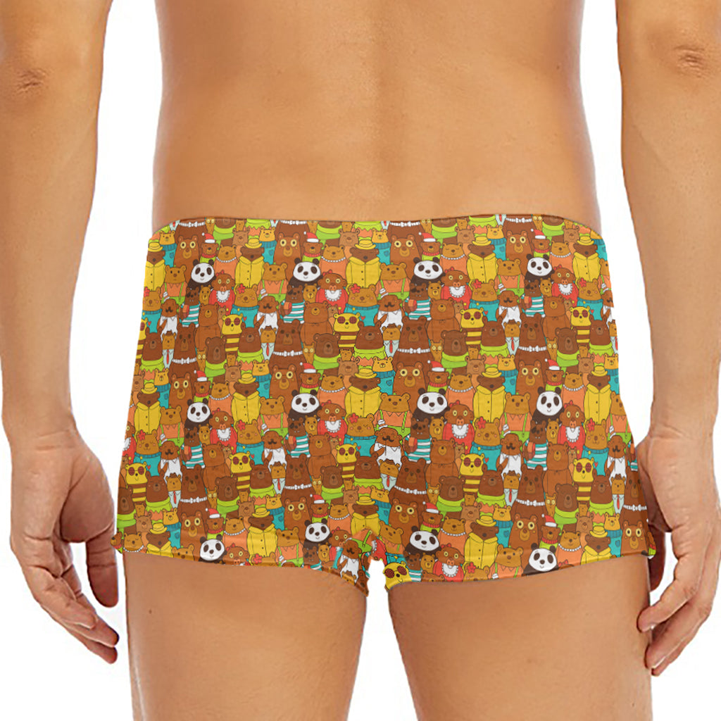 Colorful Cartoon Baby Bear Pattern Print Men's Short Boxer Briefs