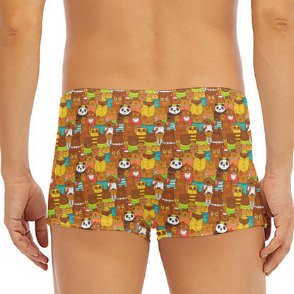 Colorful Cartoon Baby Bear Pattern Print Men's Short Boxer Briefs