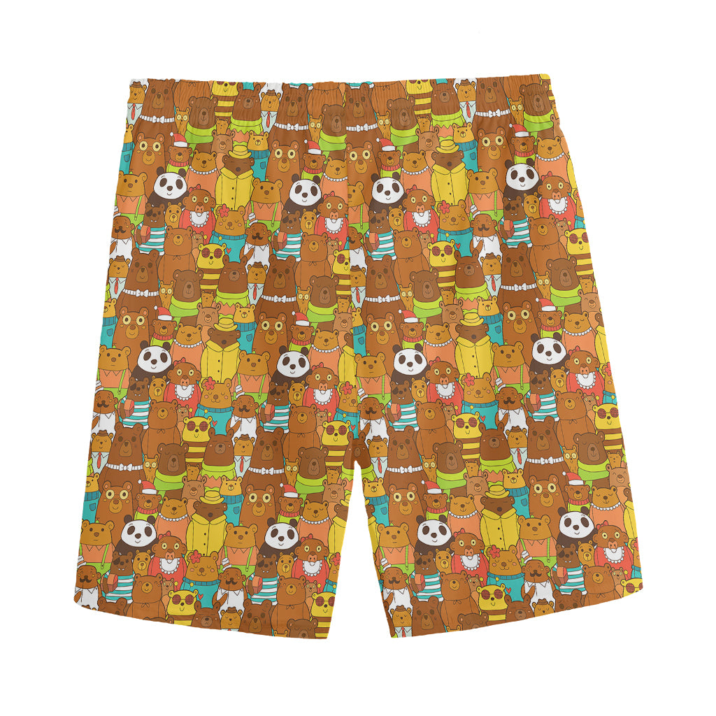 Colorful Cartoon Baby Bear Pattern Print Men's Sports Shorts