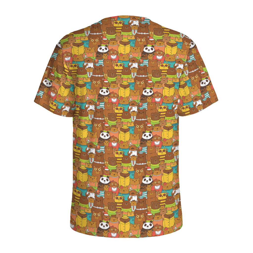 Colorful Cartoon Baby Bear Pattern Print Men's Sports T-Shirt