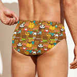 Colorful Cartoon Baby Bear Pattern Print Men's Swim Briefs