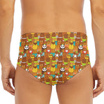 Colorful Cartoon Baby Bear Pattern Print Men's Triangle Swim Briefs