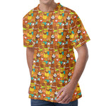 Colorful Cartoon Baby Bear Pattern Print Men's Velvet T-Shirt