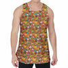 Colorful Cartoon Baby Bear Pattern Print Men's Velvet Tank Top