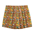 Colorful Cartoon Baby Bear Pattern Print Mesh Shorts