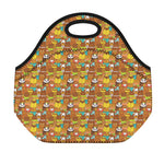 Colorful Cartoon Baby Bear Pattern Print Neoprene Lunch Bag