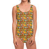 Colorful Cartoon Baby Bear Pattern Print One Piece Swimsuit