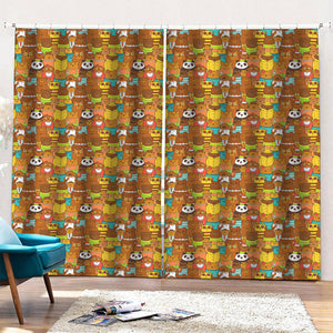 Colorful Cartoon Baby Bear Pattern Print Pencil Pleat Curtains