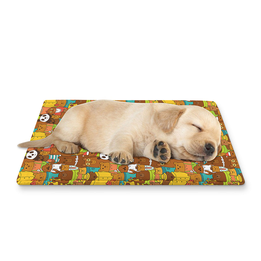 Colorful Cartoon Baby Bear Pattern Print Pet Cooling Mat Cover