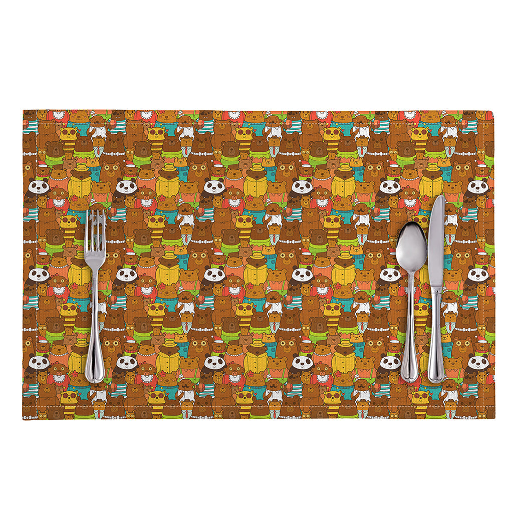 Colorful Cartoon Baby Bear Pattern Print Placemat
