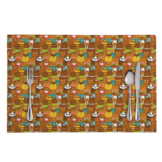 Colorful Cartoon Baby Bear Pattern Print Placemat