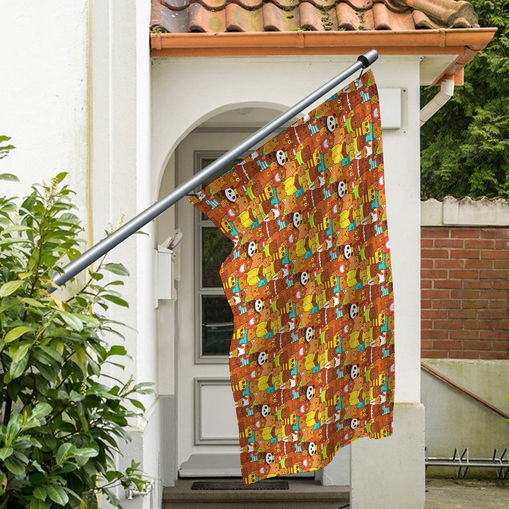 Colorful Cartoon Baby Bear Pattern Print Polyester Flag