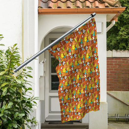 Colorful Cartoon Baby Bear Pattern Print Polyester Flag