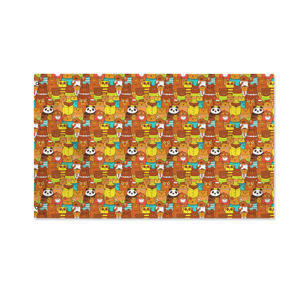 Colorful Cartoon Baby Bear Pattern Print Polyester Flag
