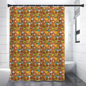 Colorful Cartoon Baby Bear Pattern Print Premium Shower Curtain