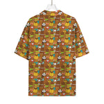 Colorful Cartoon Baby Bear Pattern Print Rayon Hawaiian Shirt