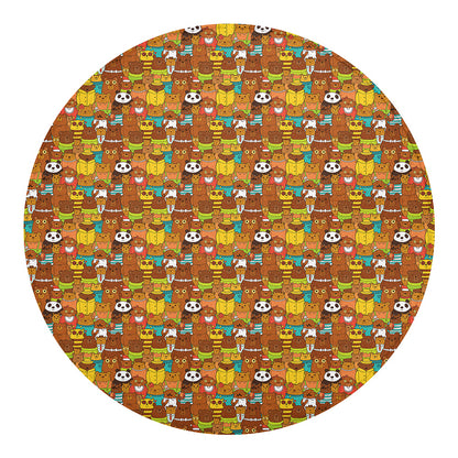 Colorful Cartoon Baby Bear Pattern Print Round Blanket