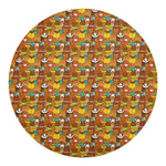 Colorful Cartoon Baby Bear Pattern Print Round Blanket