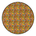 Colorful Cartoon Baby Bear Pattern Print Round Floor Mat