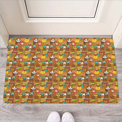 Colorful Cartoon Baby Bear Pattern Print Rubber Doormat