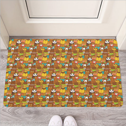 Colorful Cartoon Baby Bear Pattern Print Rubber Doormat