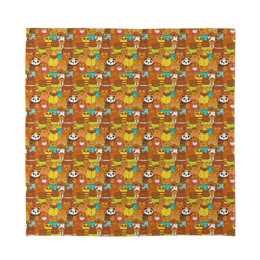 Colorful Cartoon Baby Bear Pattern Print Silk Bandana