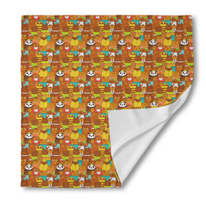 Colorful Cartoon Baby Bear Pattern Print Silk Bandana