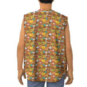 Colorful Cartoon Baby Bear Pattern Print Sleeveless Baseball Jersey