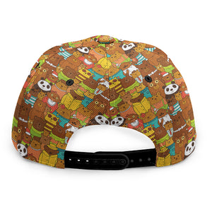 Colorful Cartoon Baby Bear Pattern Print Snapback Cap