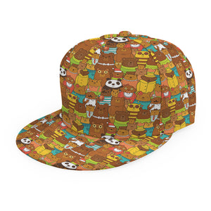 Colorful Cartoon Baby Bear Pattern Print Snapback Cap