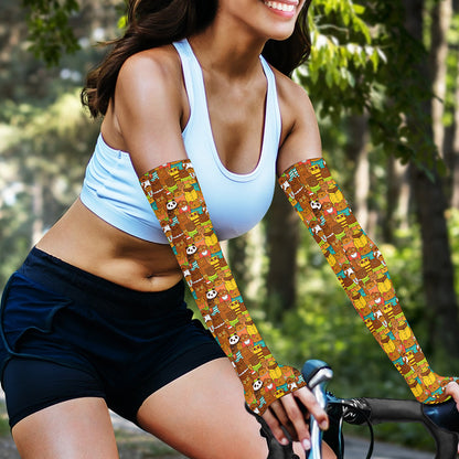 Colorful Cartoon Baby Bear Pattern Print Sun Protection Arm Sleeves