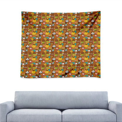 Colorful Cartoon Baby Bear Pattern Print Tapestry
