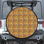 Colorful Cartoon Baby Bear Pattern Print Tire Cover